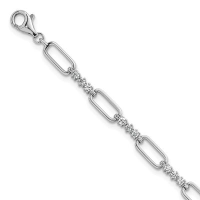 CZ Link 7 Inch with 1 Inch Extension Bracelet Sterling Silver Rhodium-Plated Polished, MPN: QG6850-…