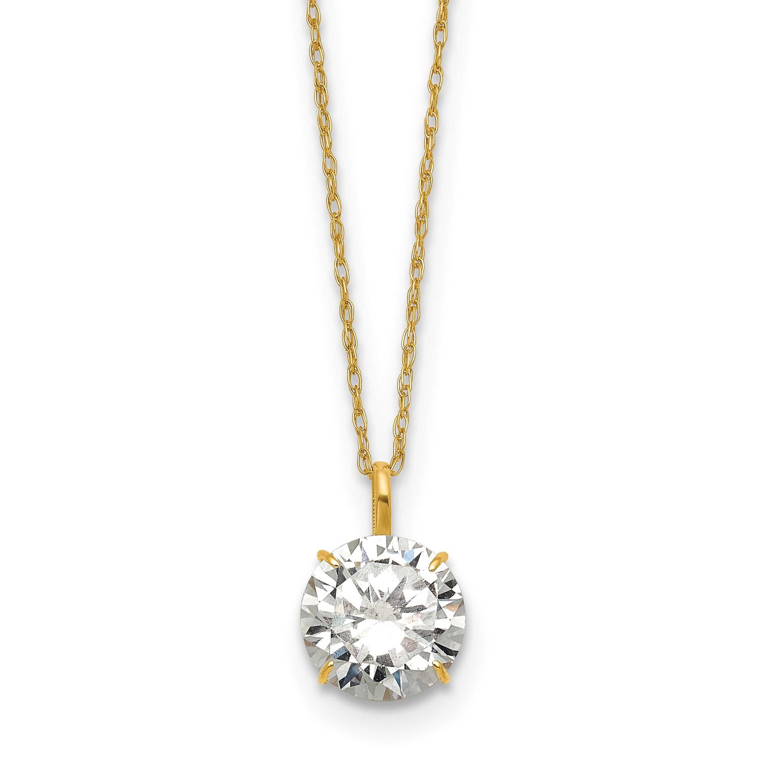 8mm CZ Stud 18 Inch Necklace 14k Gold Polished, MPN: SF3299-18, UPC: