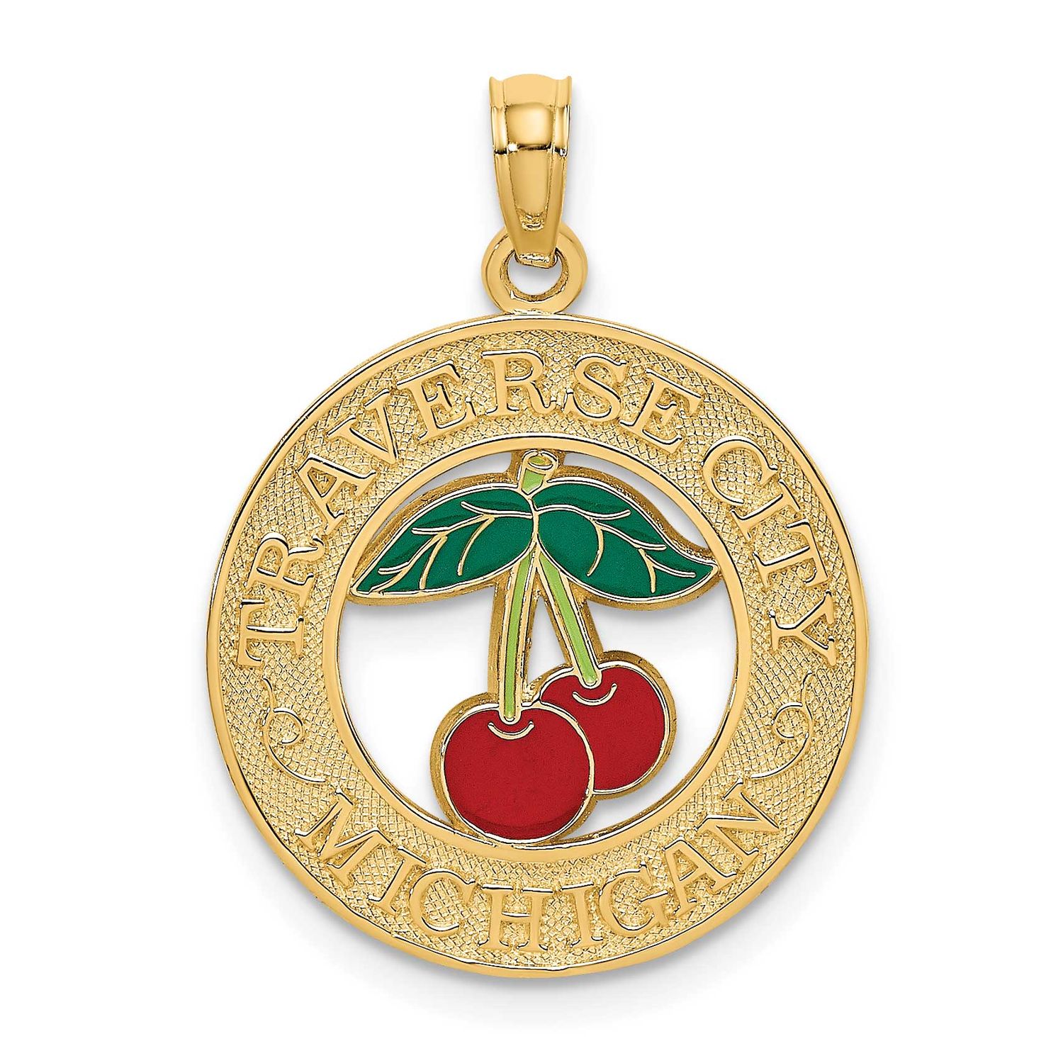 Traverse City Mi Enamel Cherry Charm 14k Gold, MPN: K6898, UPC: 637218129676