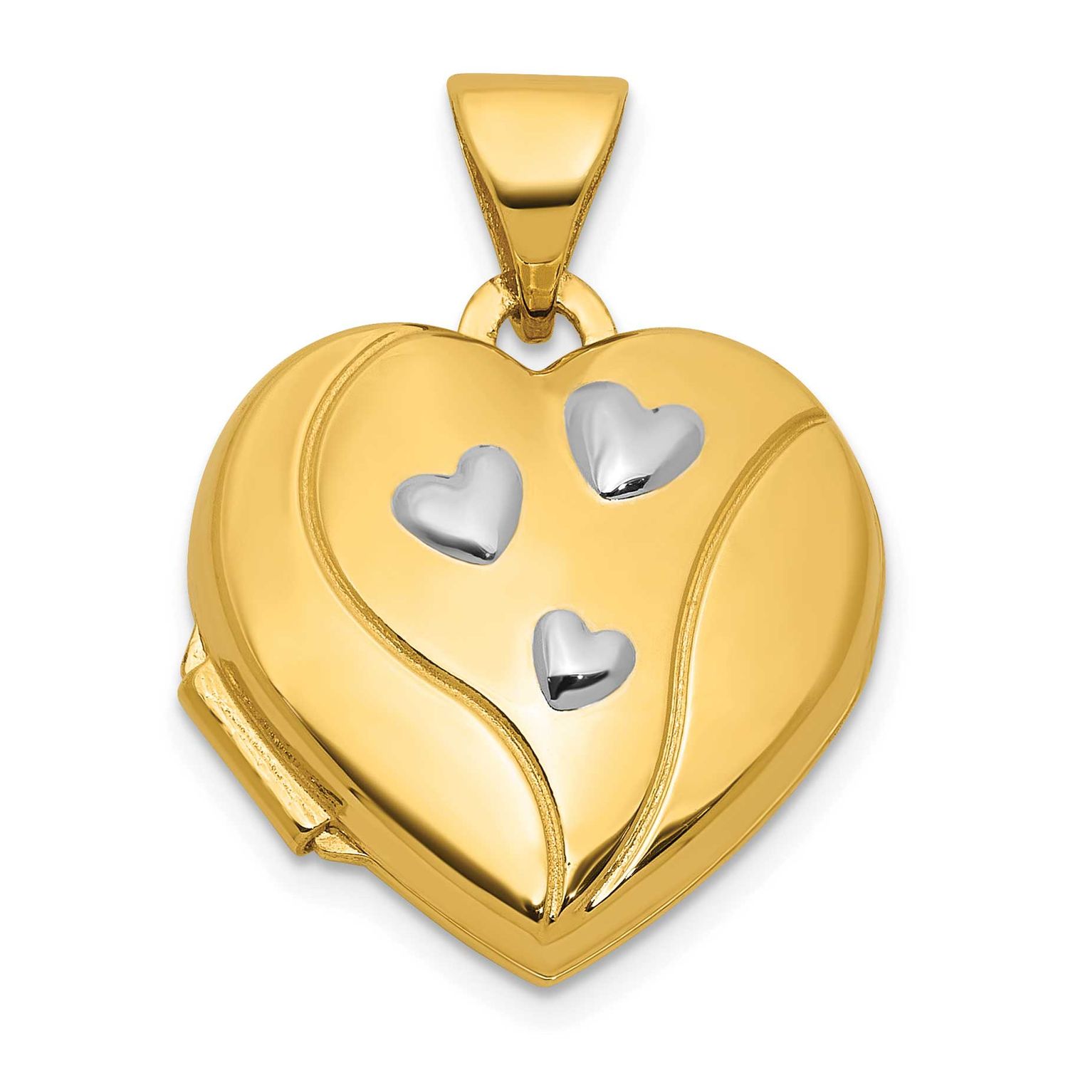 Rhodium My Love My Life My Forever On Back 15mm Heart Locket 14k Gold, MPN: XL879, UPC: