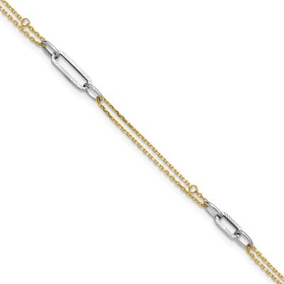 Diamond-cut 9 Inch Plus 1 Inch Extension Anklet 14K Two Tone Gold Polished, MPN: ANK368-9, UPC: