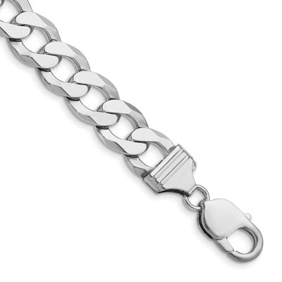 11.75mm Flat Curb Chain 8 Inch Sterling Silver Rhodium-Plated, MPN: QLB300R-8, UPC: