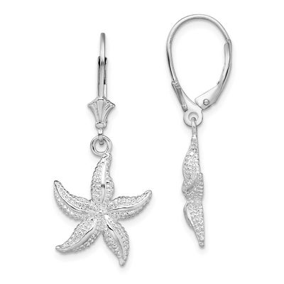De-Ani Polished Starfish Leverback Earrings Sterling Silver Rhodium-Plated, MPN: QE15580, UPC: 6372…