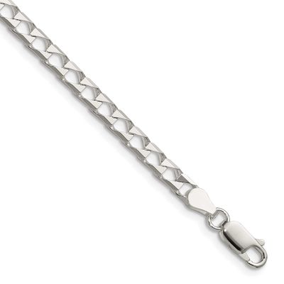 4mm Diamond-cut Square Curb Chain 9 Inch Sterling Silver, MPN: QFOC150-9, UPC: