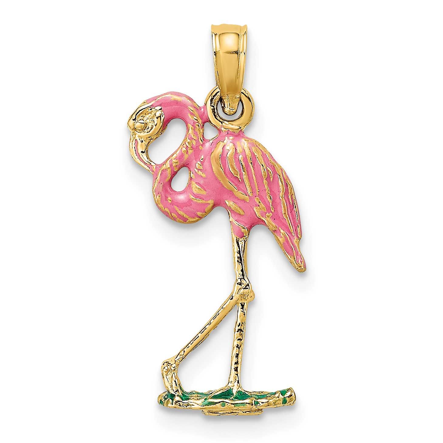 3-D Pink Enamel Flamingo Charm 10k Gold, MPN: 10K7080, UPC: