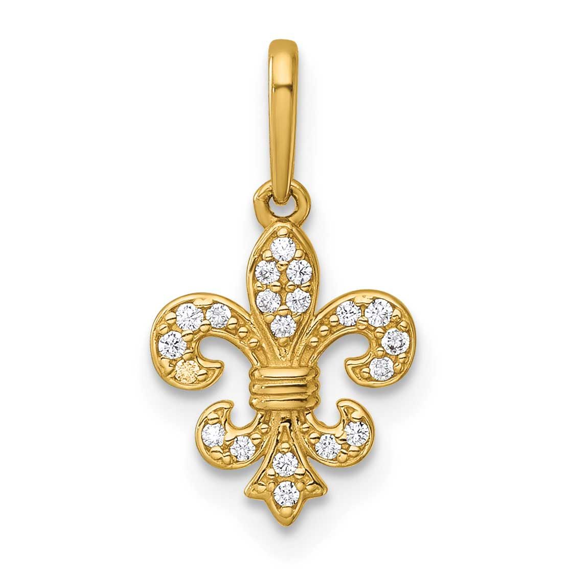 CZ Fleur De Lis Pendant 14k Gold Polished, MPN: YC1614, UPC: