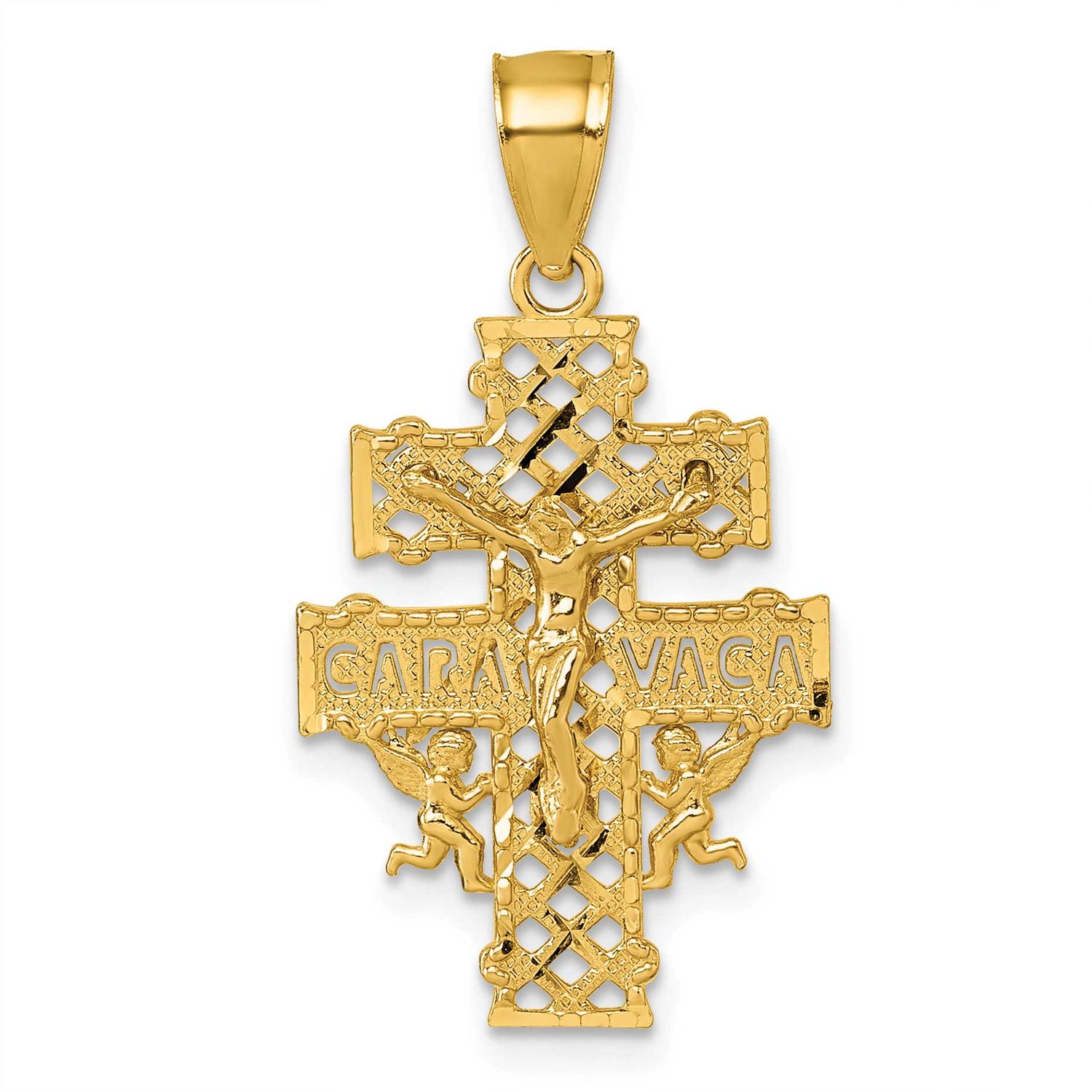Diamond-Cut Cara Vaca Cross Pendant 14k Gold Polished, MPN: K10100, UPC: