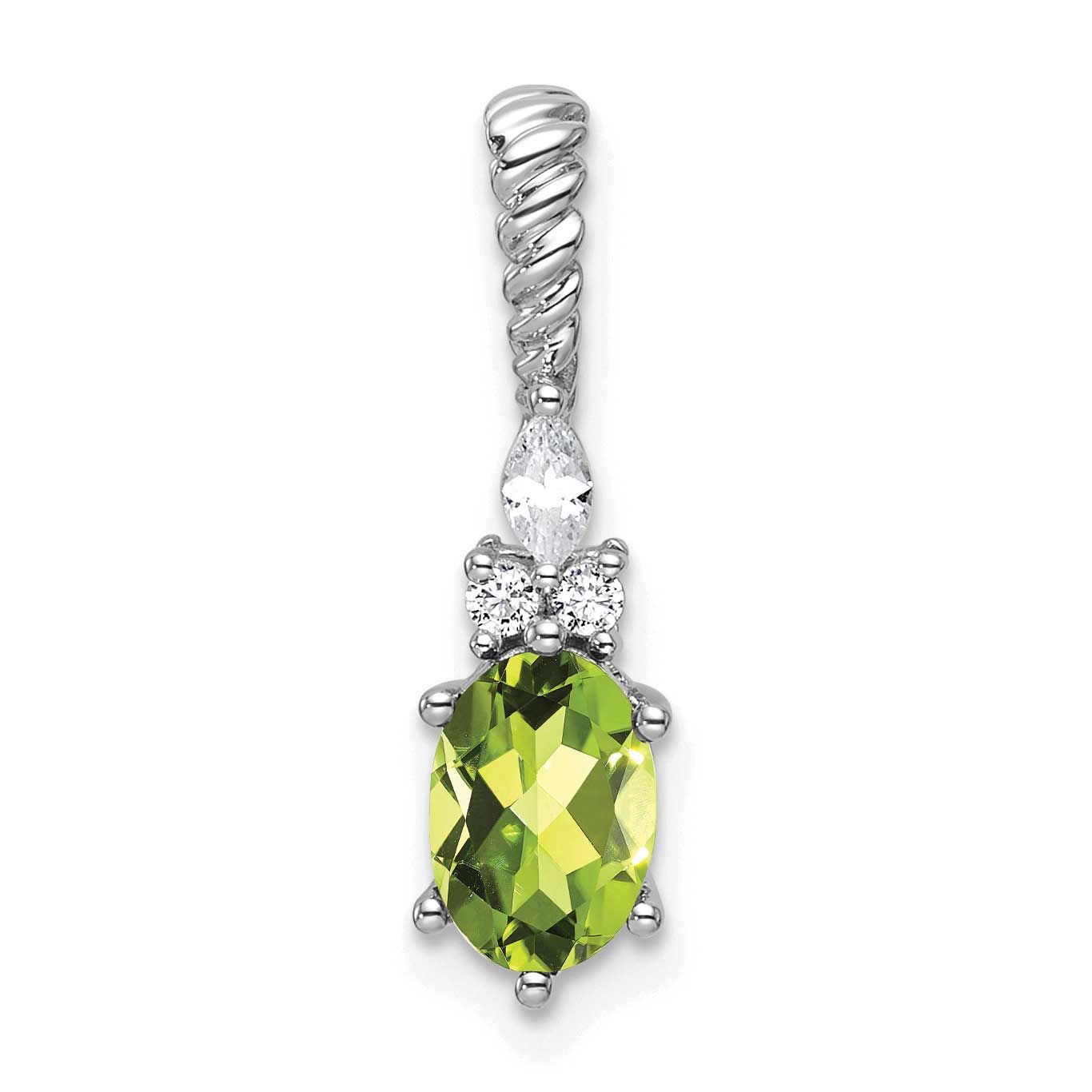 Polished Diamond and Peridot Twisted Chain Slide 21.8 Inch 14k White Gold, MPN: PM9791-PE-009-WAA, …