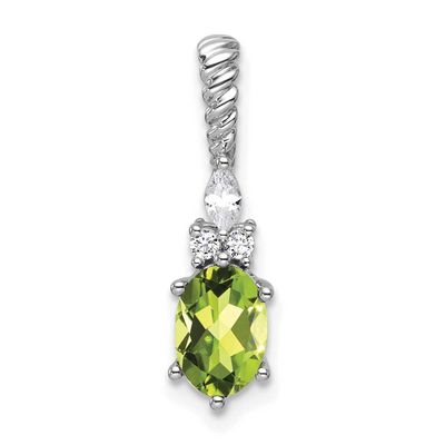 Polished Diamond and Peridot Twisted Chain Slide 21.8 Inch 14k White Gold, MPN: PM9791-PE-009-WAA, …