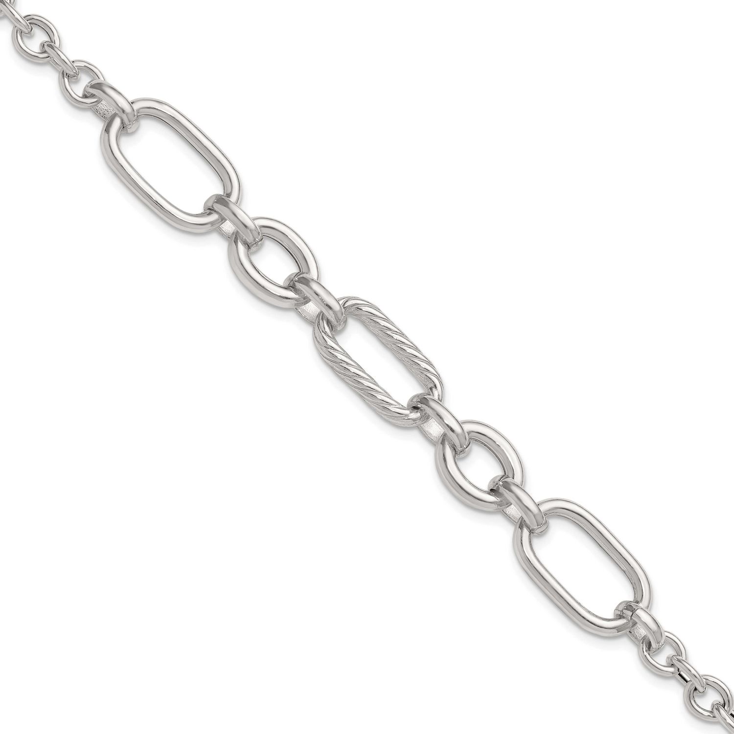 Twisted Fancy Link Bracelet Sterling Silver Polished, MPN: QG6812-7.75, UPC: