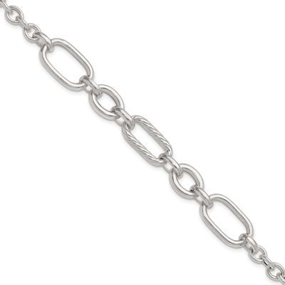 Twisted Fancy Link Bracelet Sterling Silver Polished, MPN: QG6812-7.75, UPC: