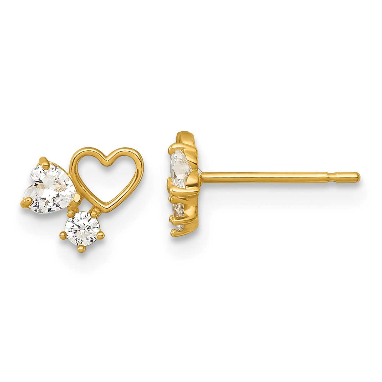 Madi K Polished CZ Hearts Post Earrings 14k Gold, MPN: GK1213, UPC: