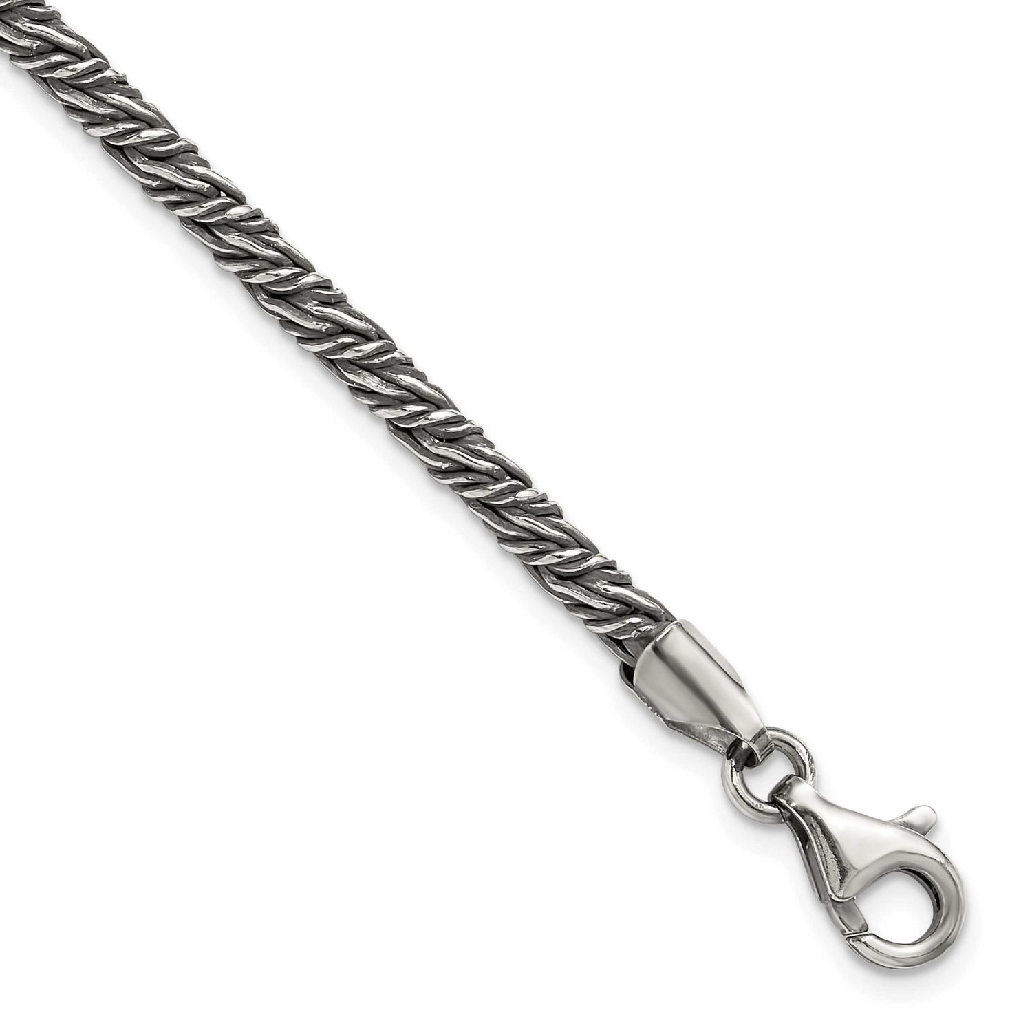 8 Inch Fancy Twist Link Men&#39;s Bracelet Sterling Silver Antiqued, MPN: QG6773-8, UPC: