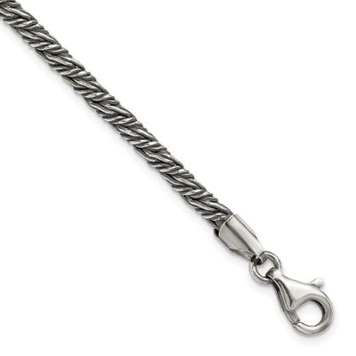 8 Inch Fancy Twist Link Men&#39;s Bracelet Sterling Silver Antiqued, MPN: QG6773-8, UPC: