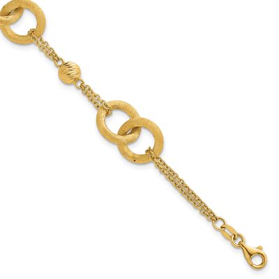 Brushed Double Loop with .75 Inch Extension Bracelet 14k Gold Polished, MPN: SF3158-6.75, UPC: