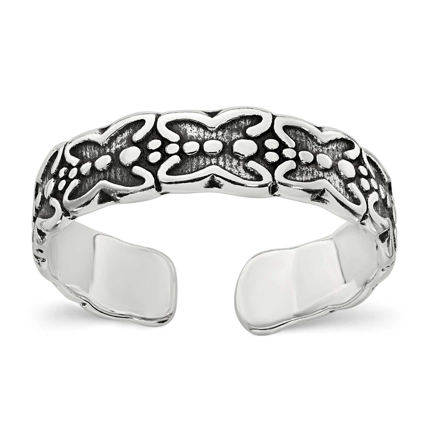 Antiqued Butterfly Toe Ring Sterling Silver Polished, MPN: QR7668, UPC: