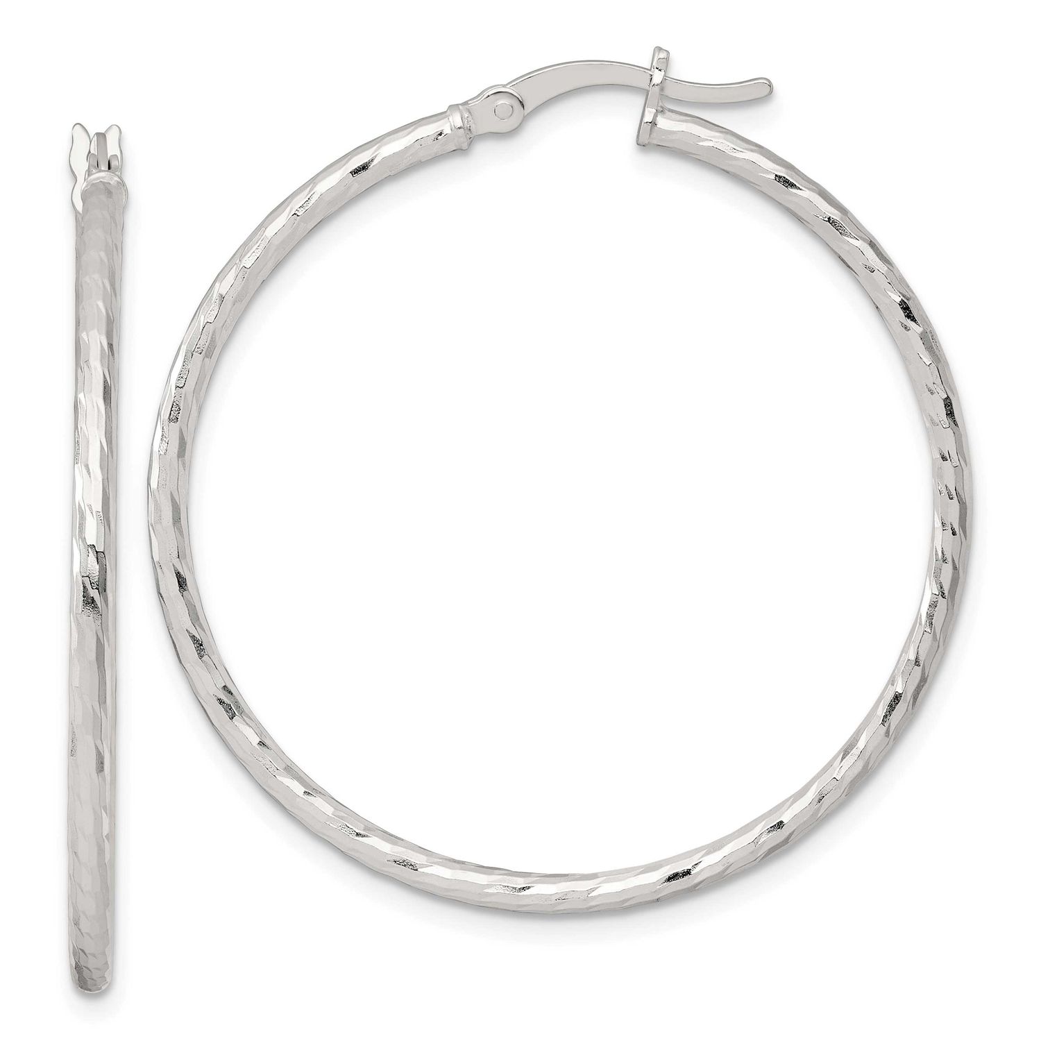 Diamond-Cut 40x2mm Round Hoop Earrings Sterling Silver Polished, MPN: QE17844, UPC: