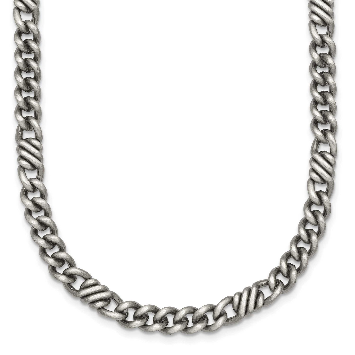Black Ruthenium Brushed Fancy Curb Chain Men&#39;s Necklace 22 Inch Sterling Silver, MPN: QG6917-22, UP…