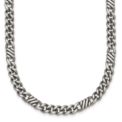 Black Ruthenium Brushed Fancy Curb Chain Men&#39;s Necklace 22 Inch Sterling Silver, MPN: QG6917-22, UP…