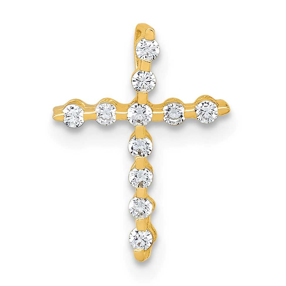 CZ Cross Chain Slide Pendant 15.1 Inch 10k Gold Polished, MPN: 10C4991, UPC: