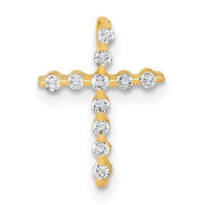CZ Cross Chain Slide Pendant 15.1 Inch 10k Gold Polished, MPN: 10C4991, UPC: