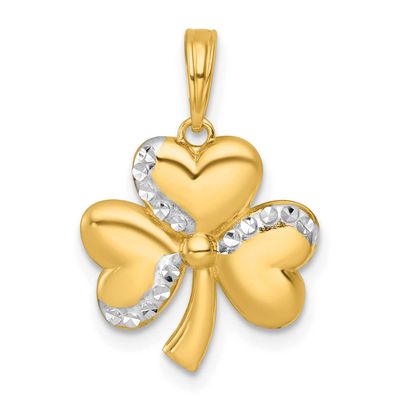 3 Leaf Clover Charm 14k Gold with Rhodium Polished, MPN: K10033, UPC: