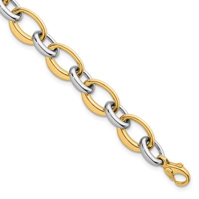 Fancy Link Bracelet 14K Two Tone Gold Polished, MPN: SF3242-7.5, UPC: