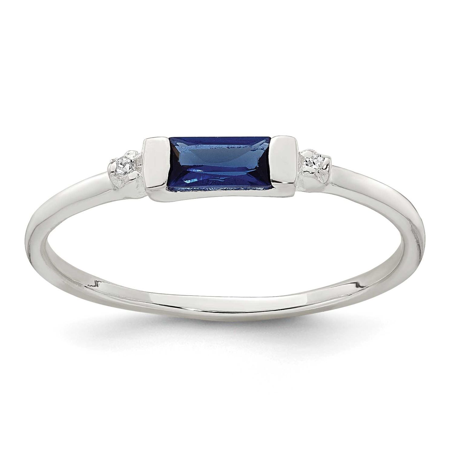 Blue and White Rectangular CZ Ring Sterling Silver Polished, MPN: QR7758, UPC: