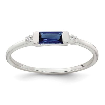 Blue and White Rectangular CZ Ring Sterling Silver Polished, MPN: QR7758, UPC: