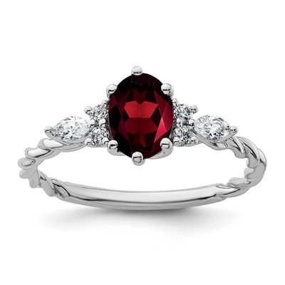 Polished Diamond and Garnet Twisted Ring 14k White Gold, MPN: RM9791-GA-017-WAA, UPC: