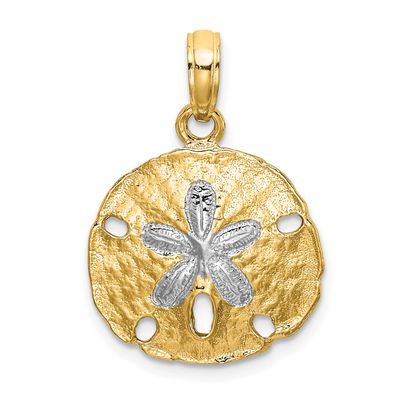 Rhodium Polished Sand Dollar Charm 10k Gold, MPN: 10K8987, UPC: 63721818682