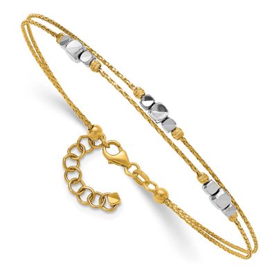 Diamond-Cut Double 7 Inch with 1 Inch Extender Bracelet 14K Two Tone Gold Polished, MPN: DB767, UPC:
