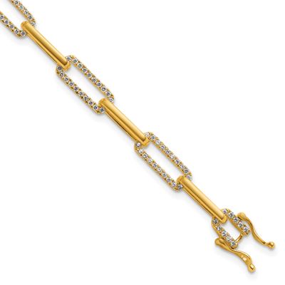 Diamond Paperclip Link Bracelet 14k Gold Polished, MPN: BM10272-140-YAA, UPC: