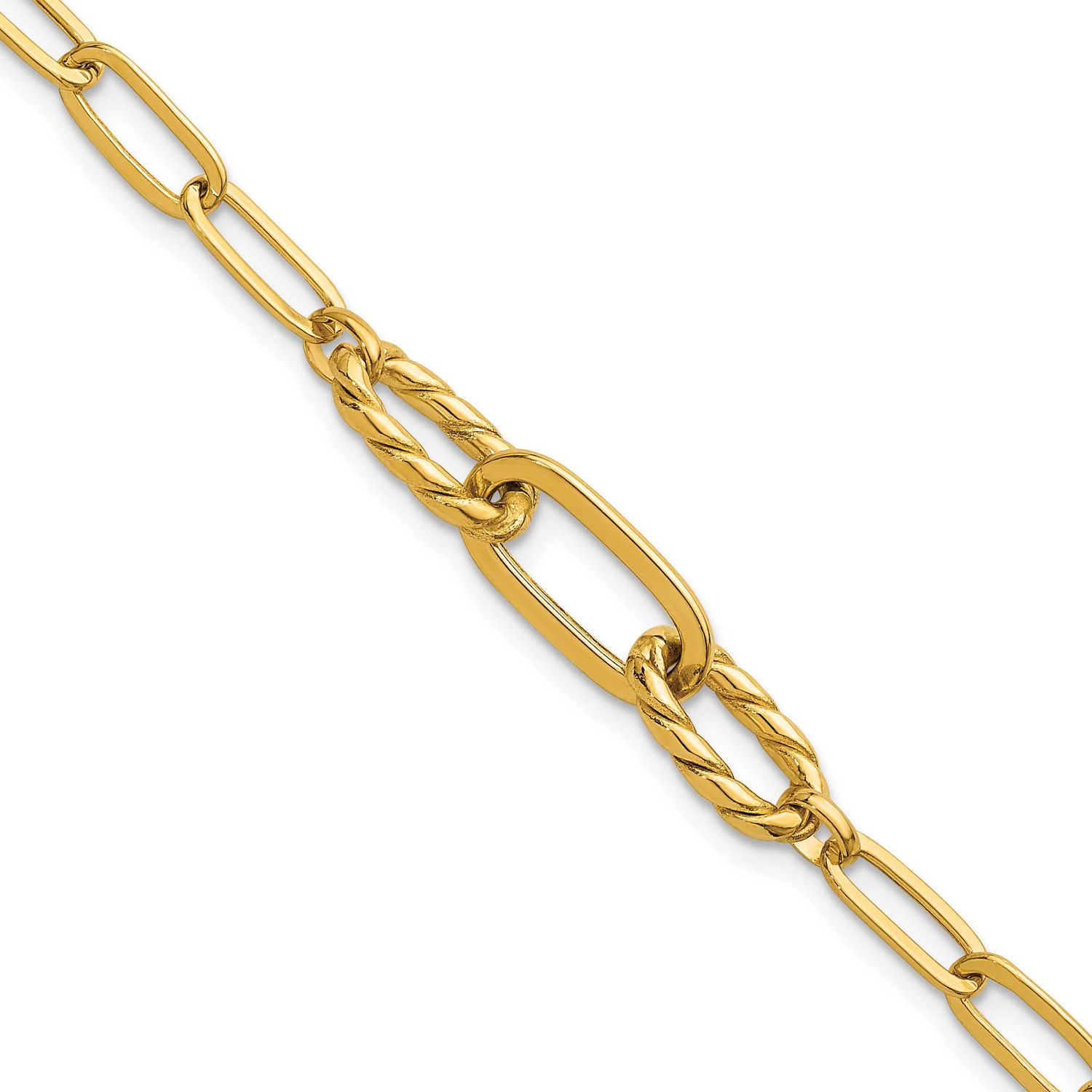 Fancy 7.5 Inch Paperclip Bracelet 14k Gold Polished, MPN: SF3228-7.5, UPC: