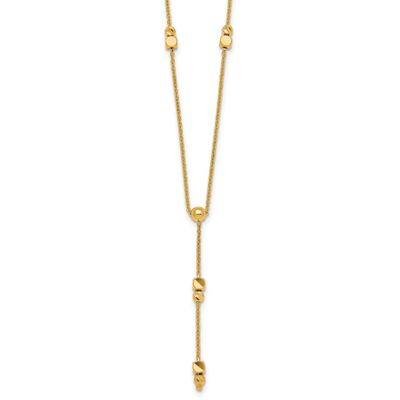 Diamond-Cut &amp; Beaded Lariat 16 Inch with 2 Inch Extension Necklace 14k Gold Polished, MPN: SF3276-1…