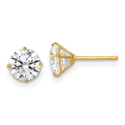 6mm CZ Stud Post Earrings 14k Gold Polished, MPN: XE3274CZ, UPC: