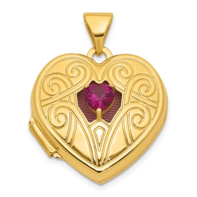 Lab Created Ruby July Birthstone 18mm Heart Locket 14k Gold Polished, MPN: XL881JUL, UPC: