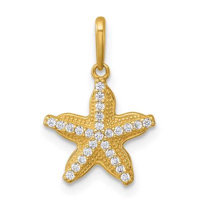 Textured CZ Starfish Pendant 14k Gold Polished, MPN: YC1620, UPC: