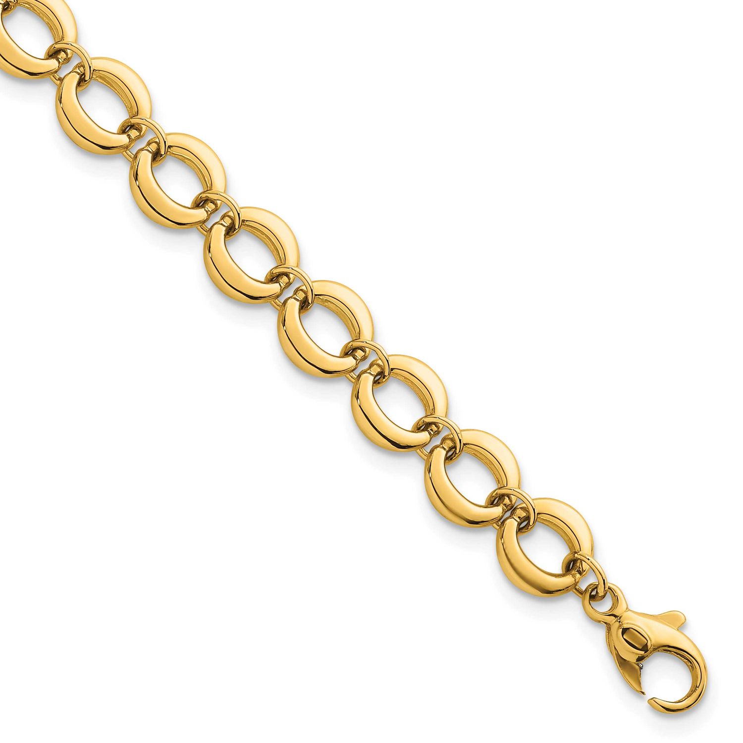 Fancy Circle Link 8mm Bracelet 14k Gold Polished, MPN: SF3243-7.5, UPC: