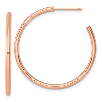 2.0 x 35mm Polished Post Hoop Earrings 14k Rose Gold, MPN: TF2506R, UPC: