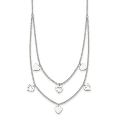 2 Strand Multi Heart Necklace Sterling Silver Polished, MPN: QG7043-15.75, UPC: