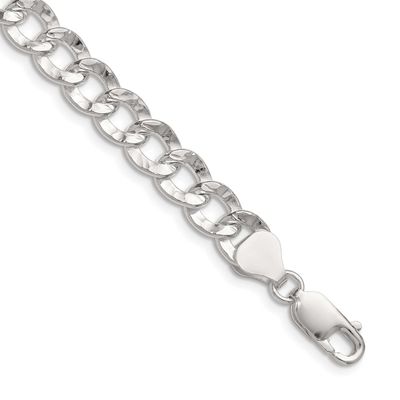 7.6mm Hammered Curb Chain 18 Inch Sterling Silver, MPN: QHCB180-18, UPC: