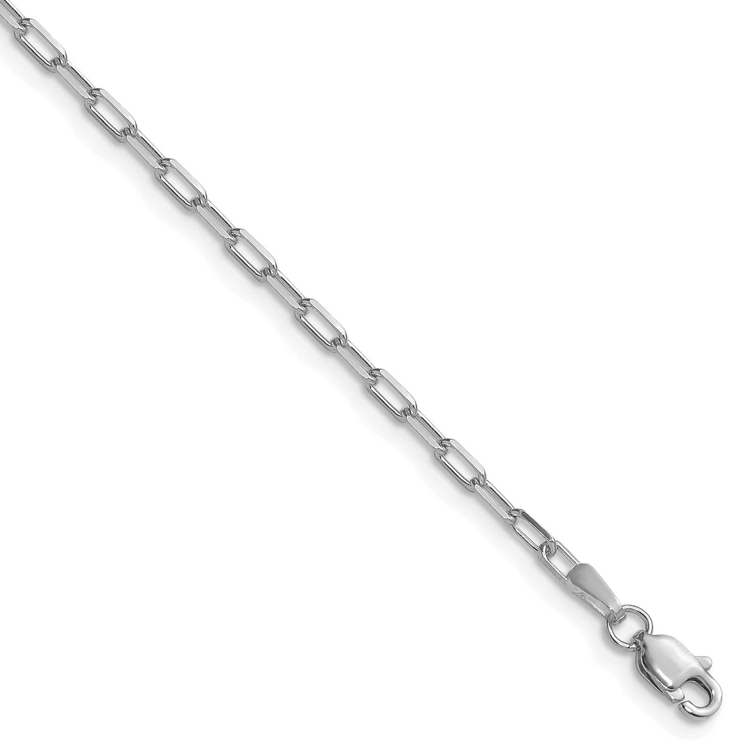 2.1mm Solid Beveled Paperclip Chain 30 Inch 14k White Gold, MPN: PEN342W-30, UPC: