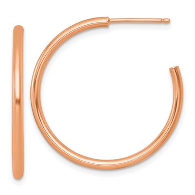 2.0 x 30mm Polished Post Hoop Earrings 14k Rose Gold, MPN: TF2505R, UPC: