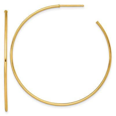 1.2 x 50mm Polished Post Hoop Earrings 14k Gold, MPN: TF2488, UPC:
