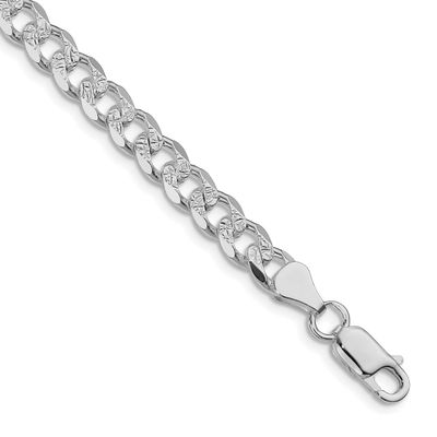 7mm Pavc Curb Chain 8 Inch Sterling Silver Rhodium-Plated, MPN: QCF180R-8, UPC: