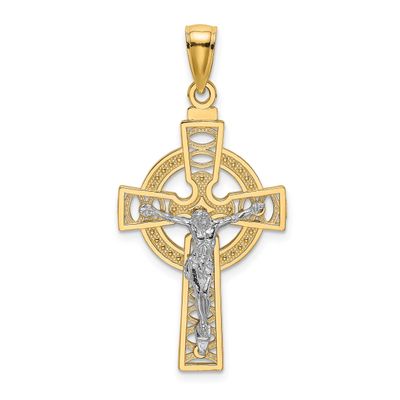 Celtic Crucifix with Eternity Circle Charm 14k Two Tone Gold, MPN: K9285, UPC: 637218093694