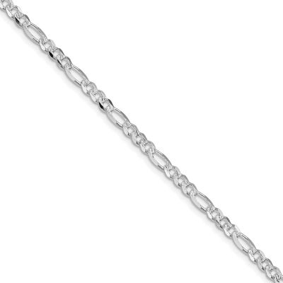 4mm Pavc Flat Figaro Chain 26 Inch Sterling Silver Rhodium-Plated, MPN: QFF100R-26, UPC: