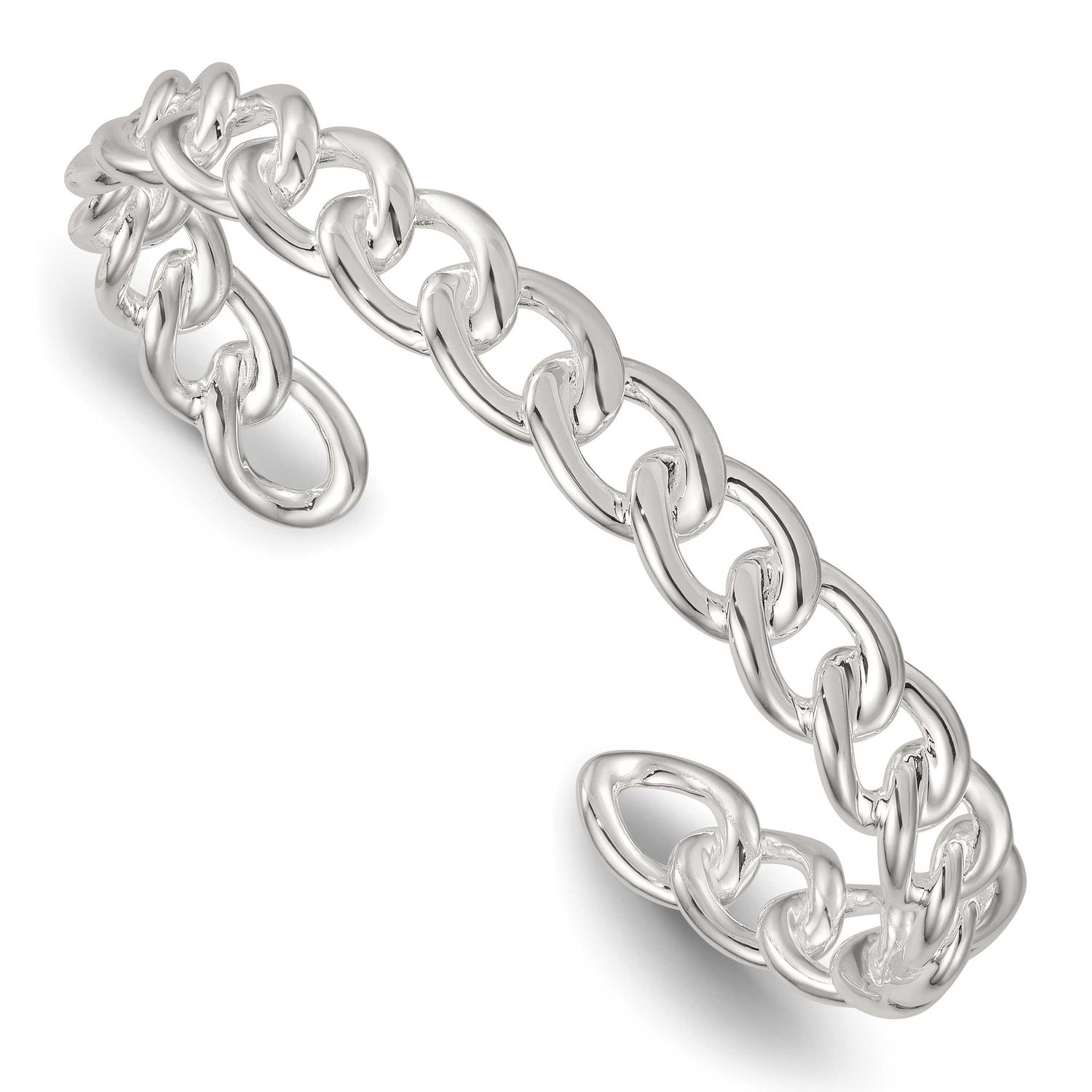 Curb Link Cuff Bangle Sterling Silver Polished, MPN: QB1581, UPC: