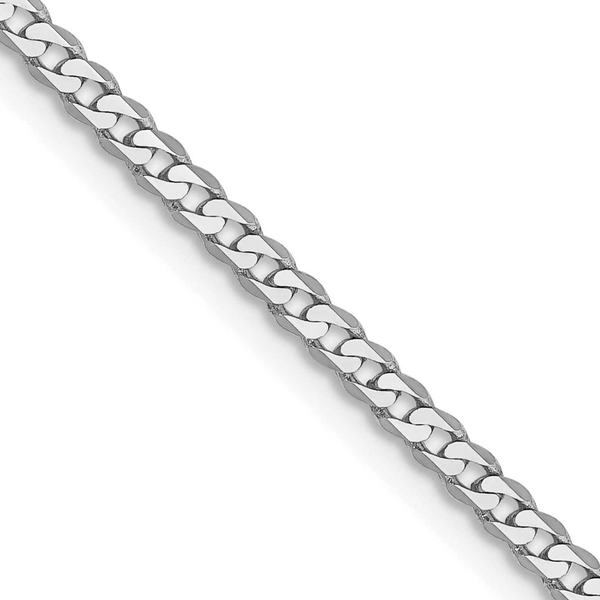 2.2mm Flat Beveled Curb Chain 22 Inch 10k White Gold, MPN: 10WFBU060-22, UPC: